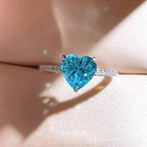 Premium Blue Moissanite Stone Ring